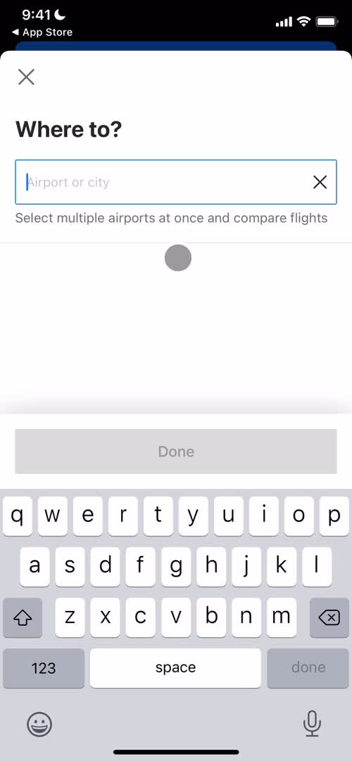 Finding flights screenshot