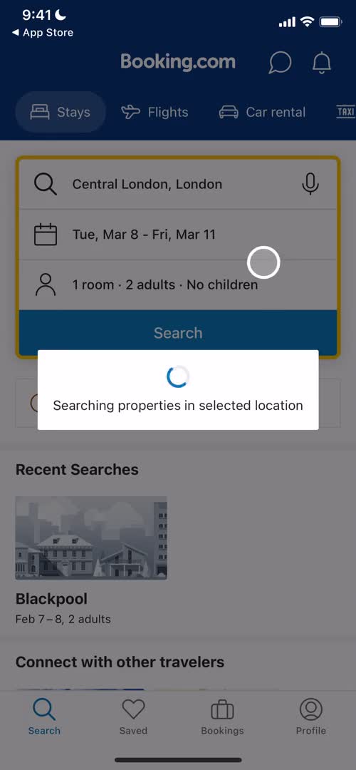 Finding hotels screenshot