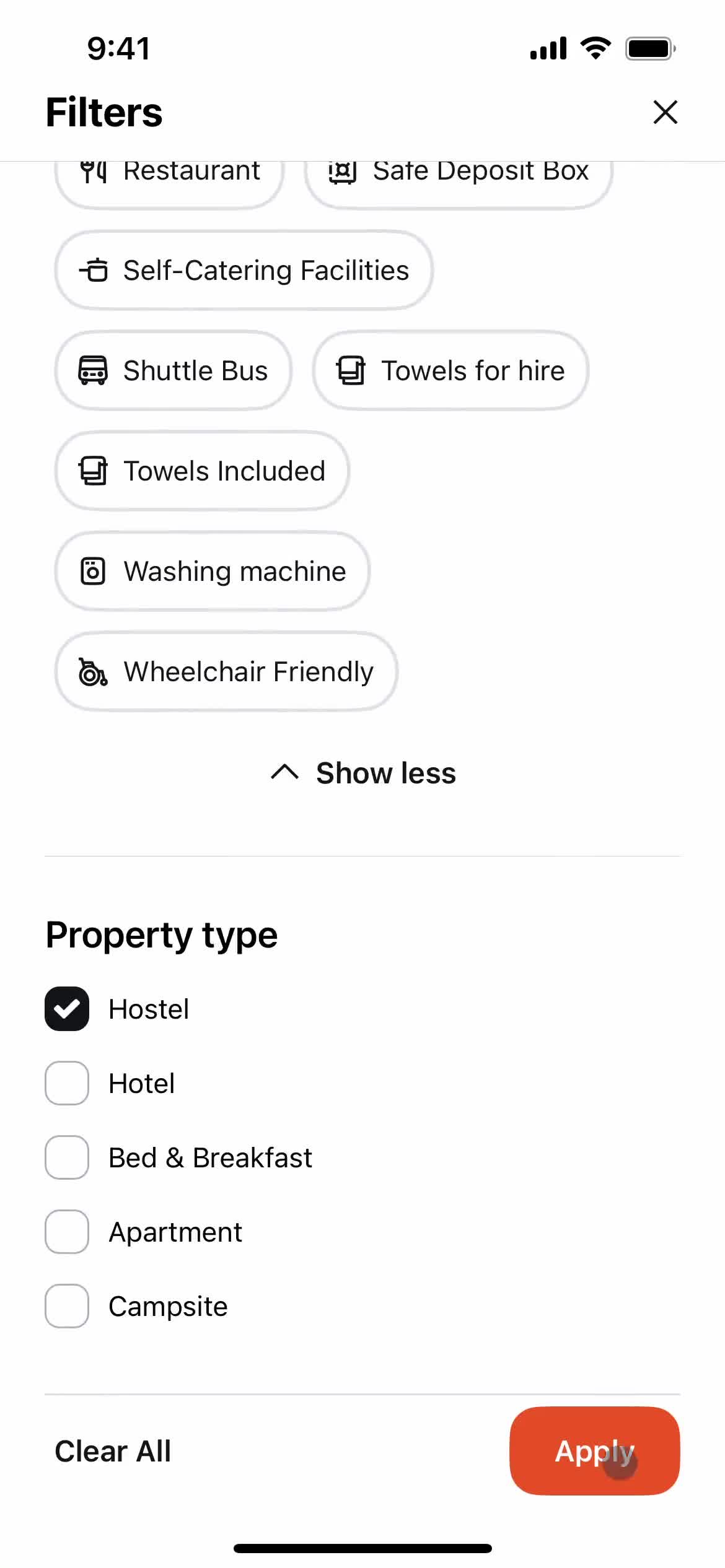 Booking a room screenshot