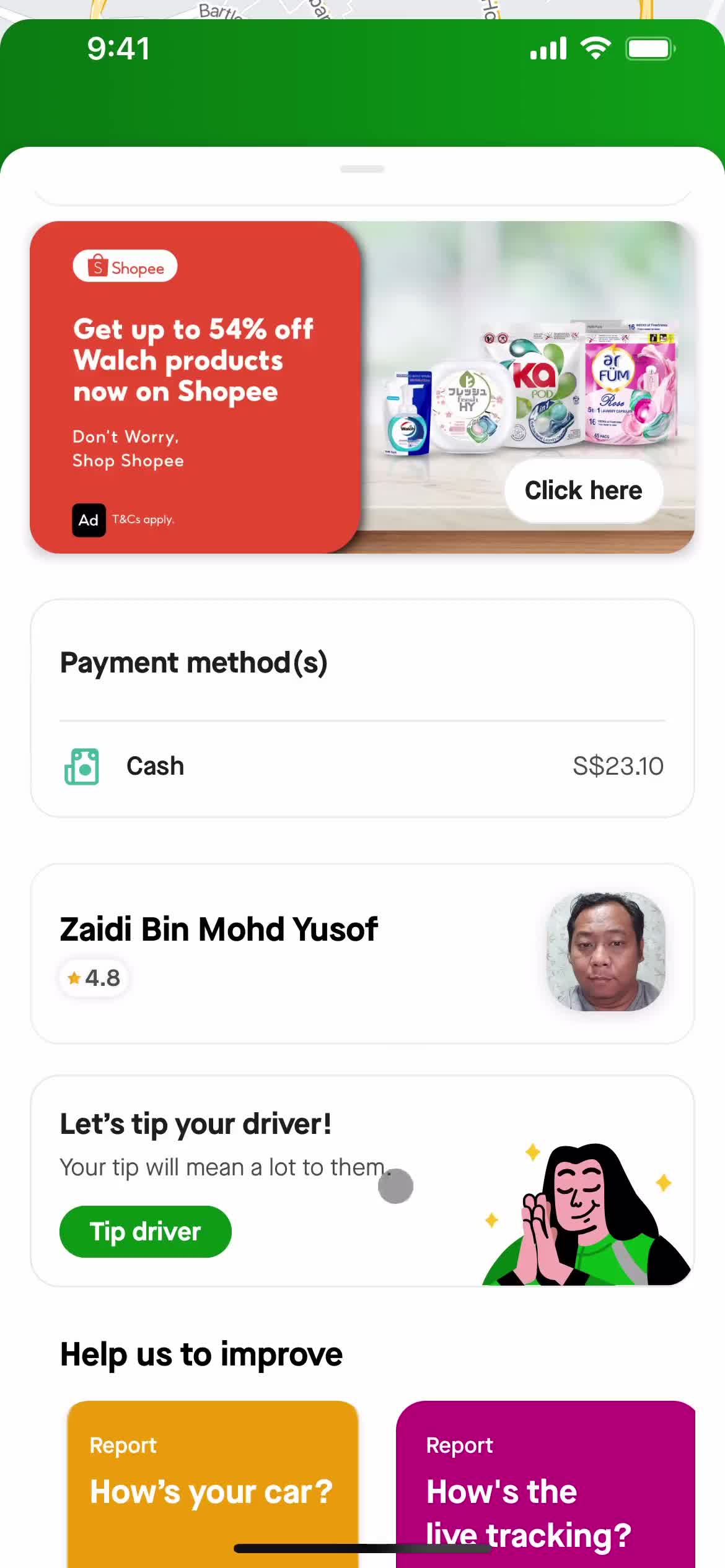 Booking a ride screenshot