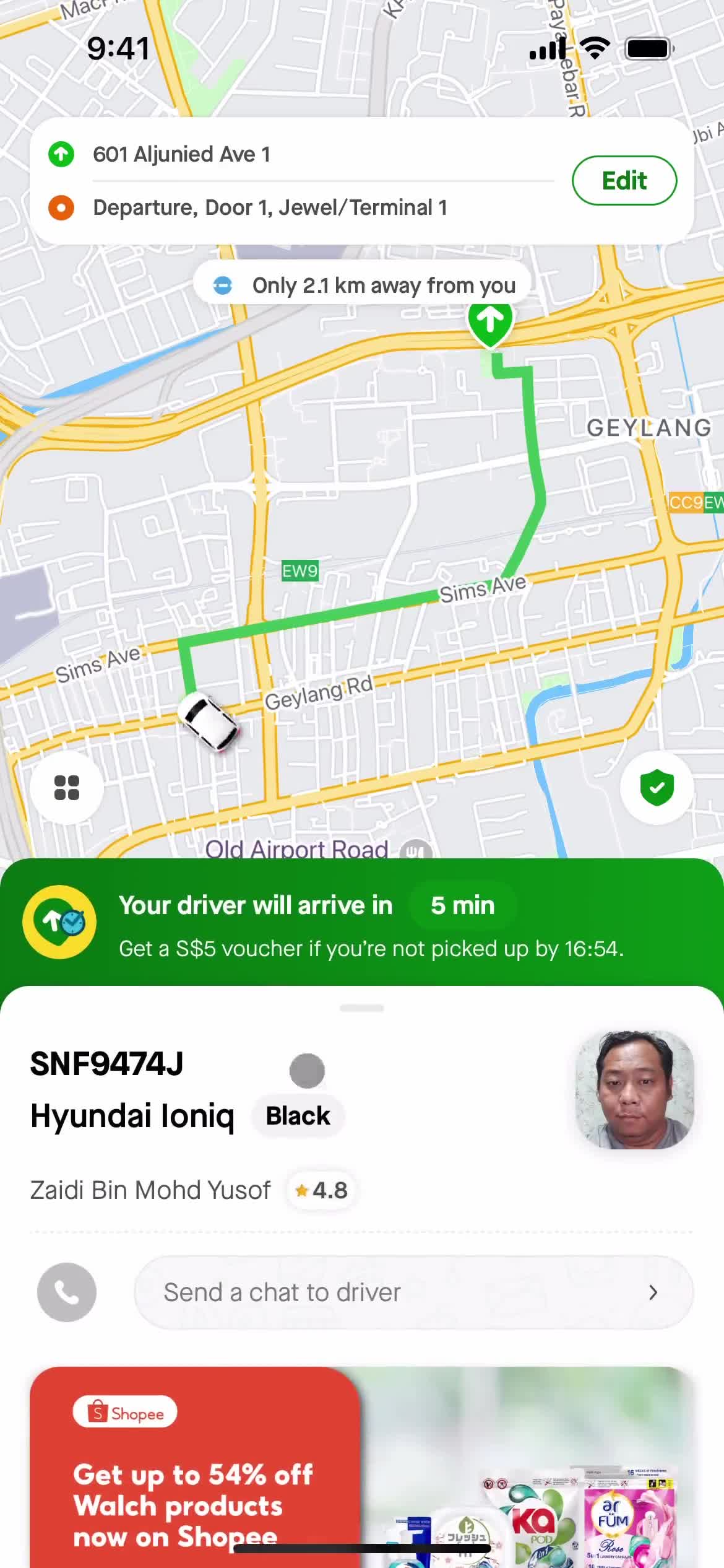 Booking a ride screenshot