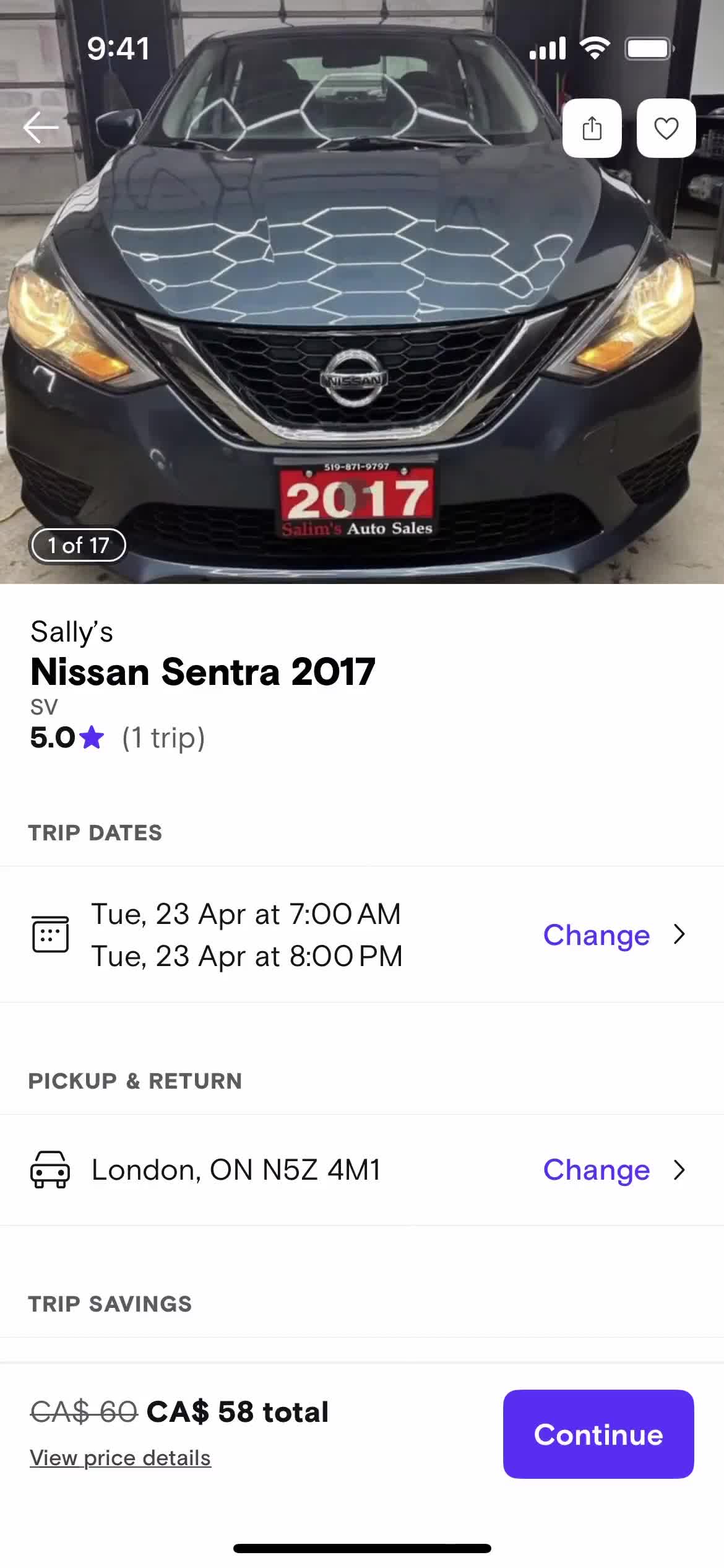 Booking a ride screenshot