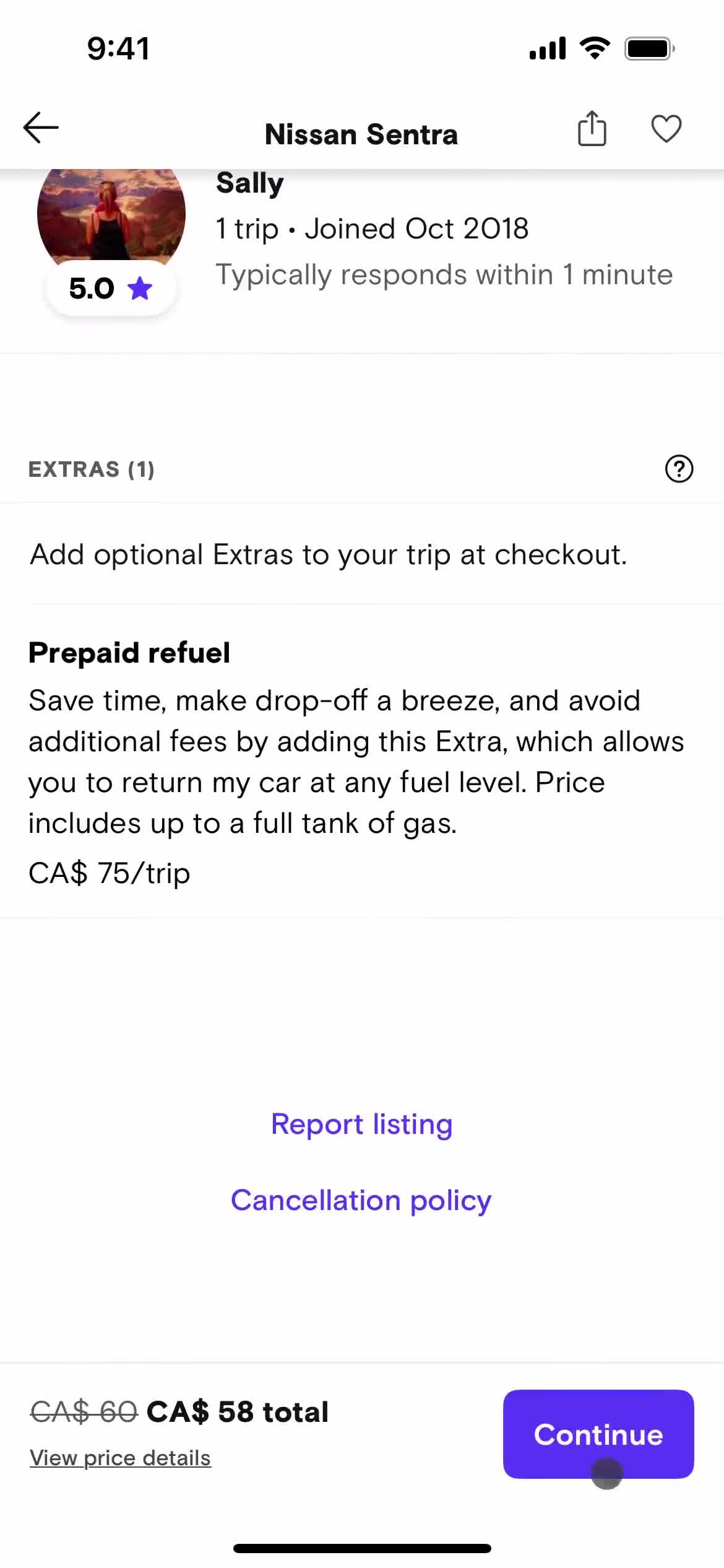 Booking a ride screenshot