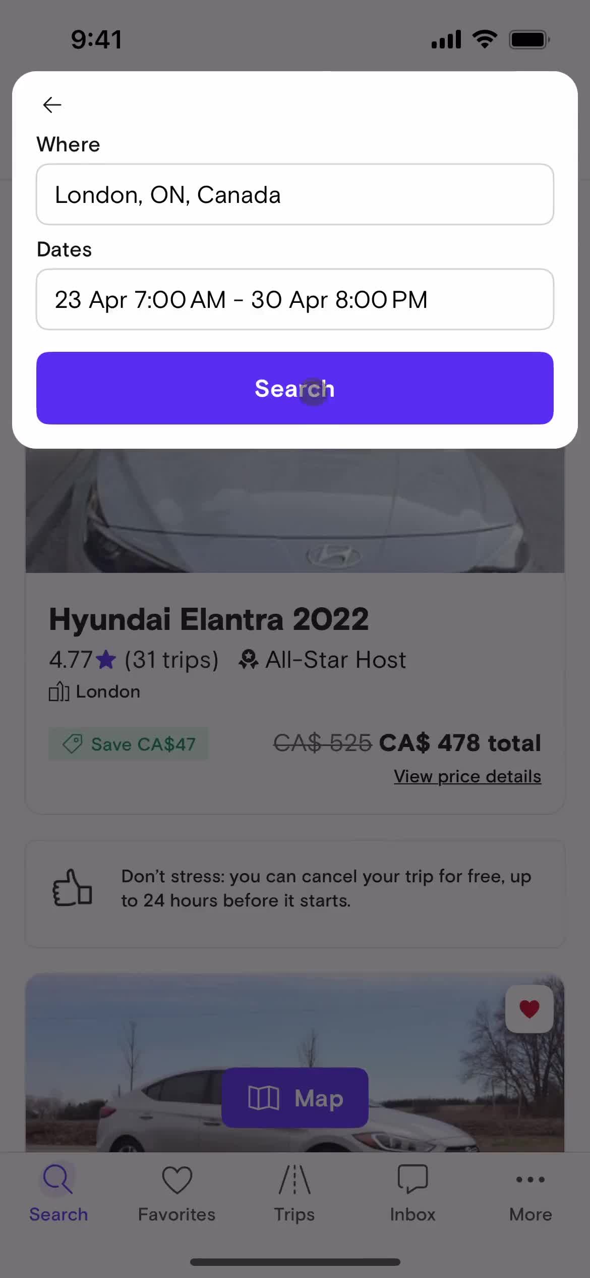 Booking a ride screenshot