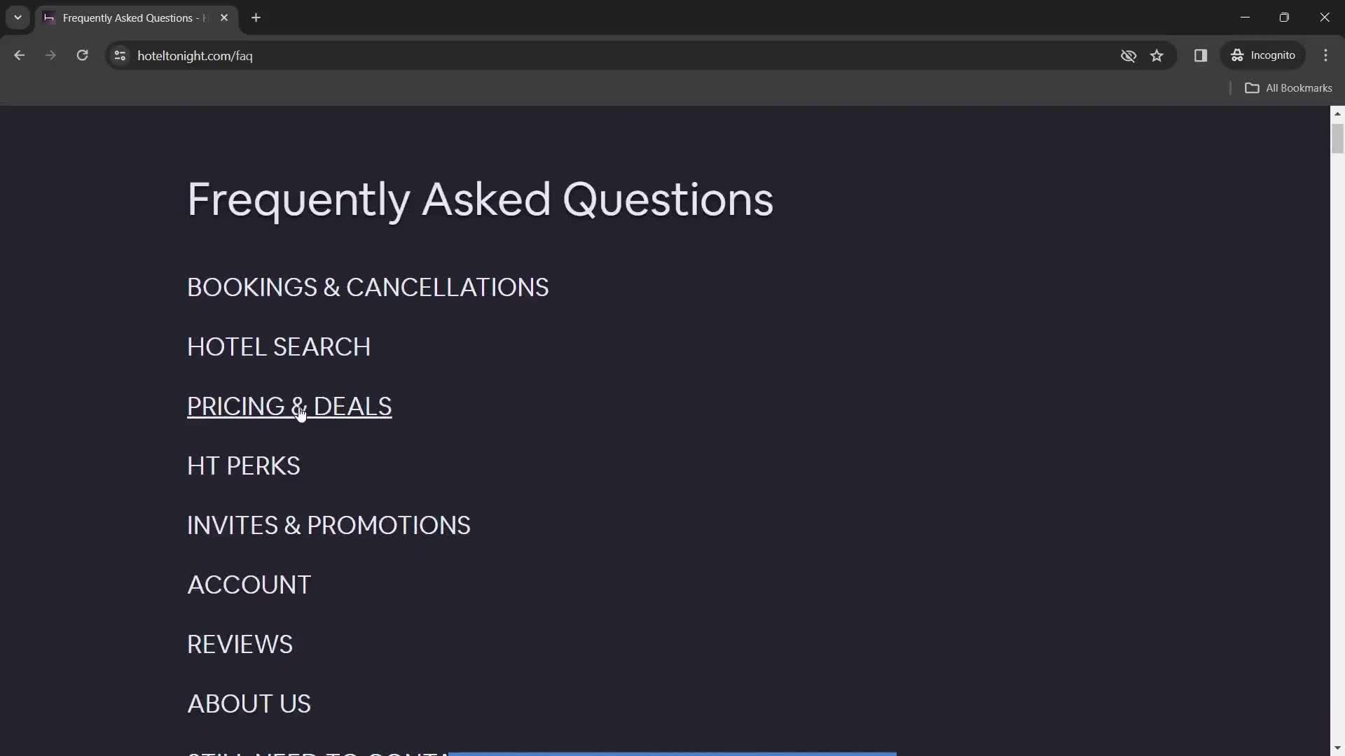 Browsing FAQ screenshot