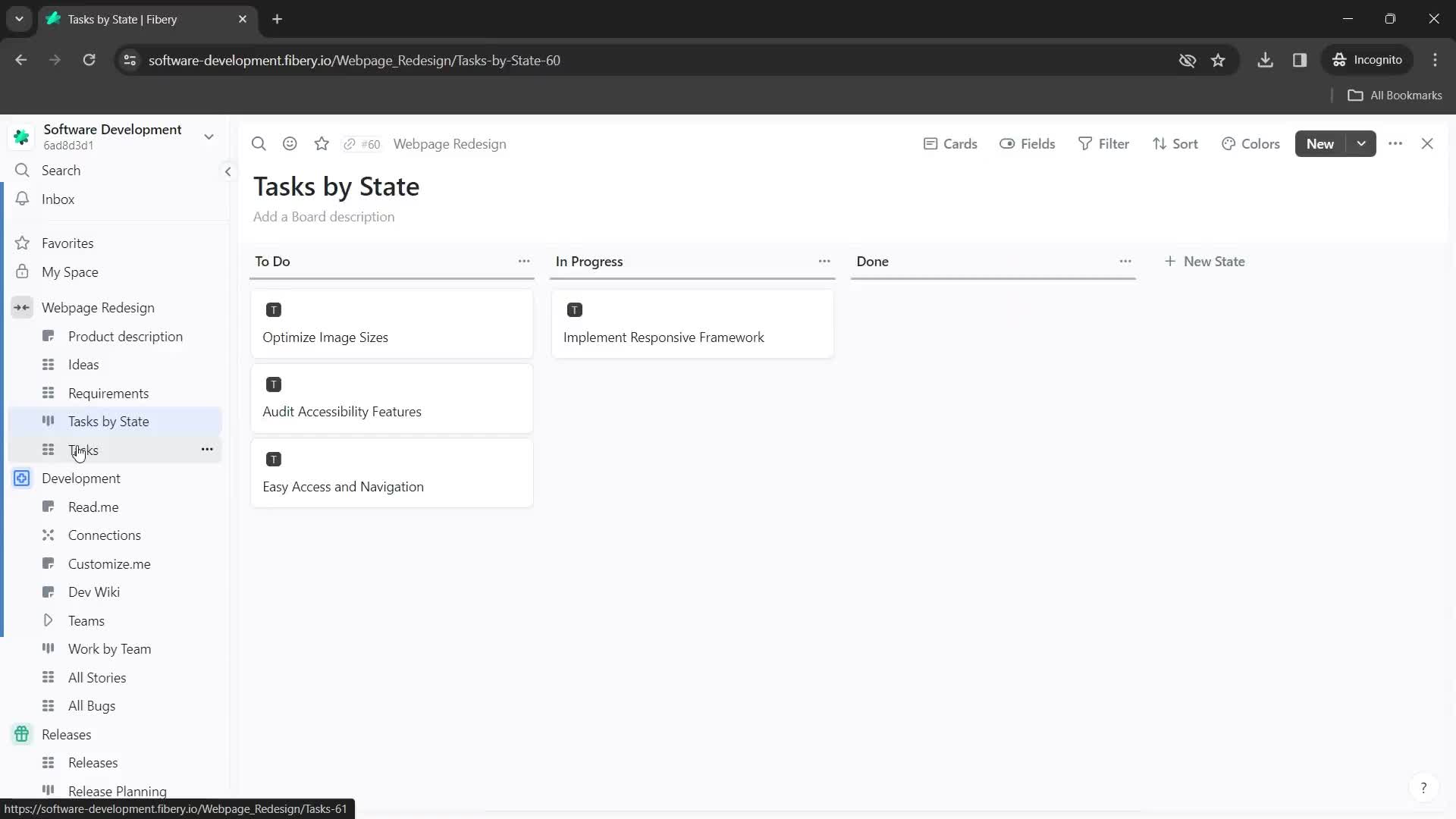 Customizing workspace screenshot