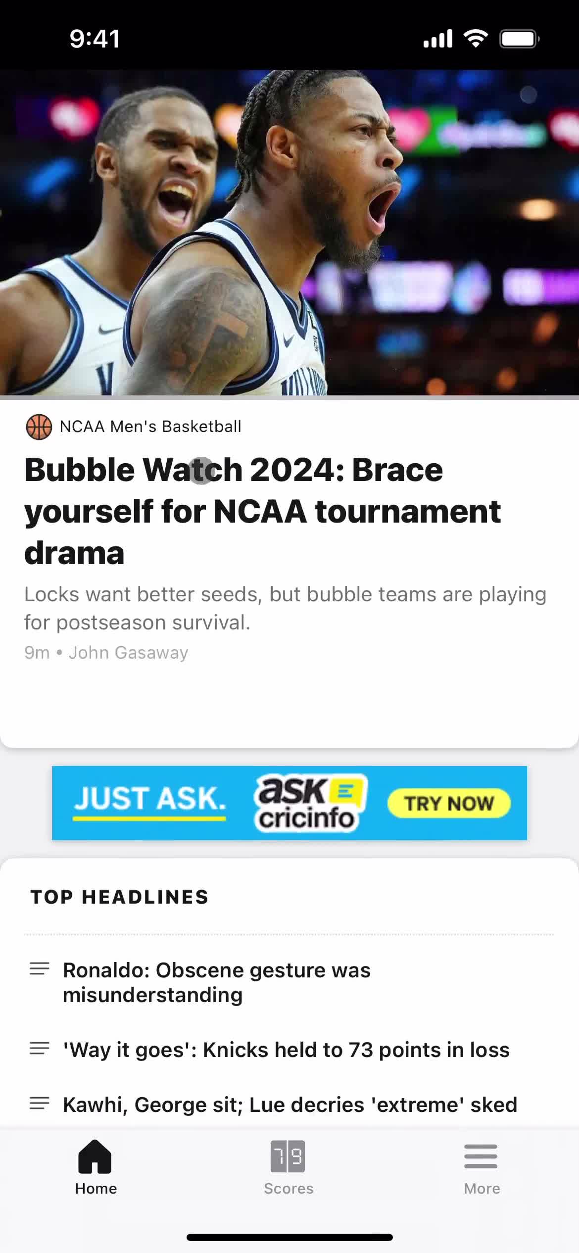 Discovering content on ESPN video thumbnail