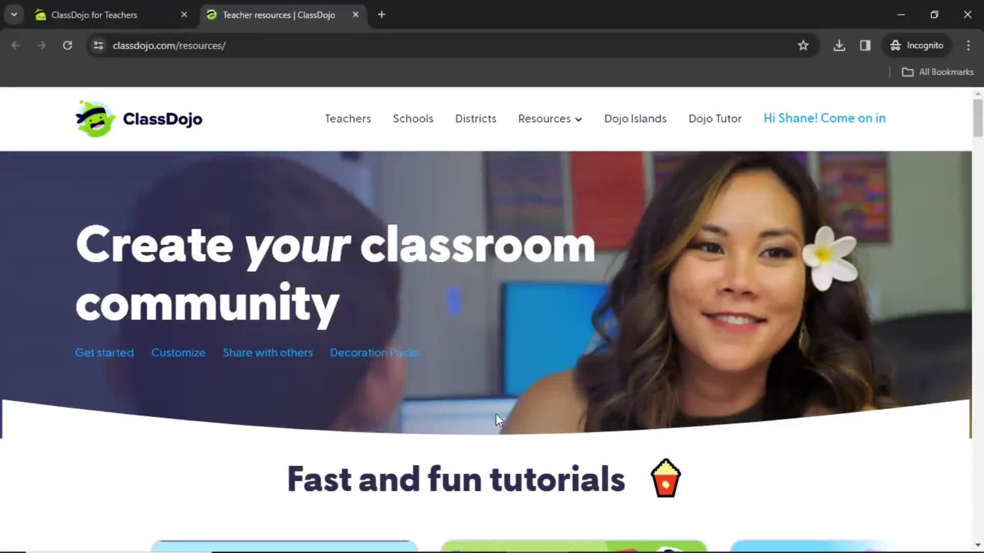 General browsing on ClassDojo video thumbnail