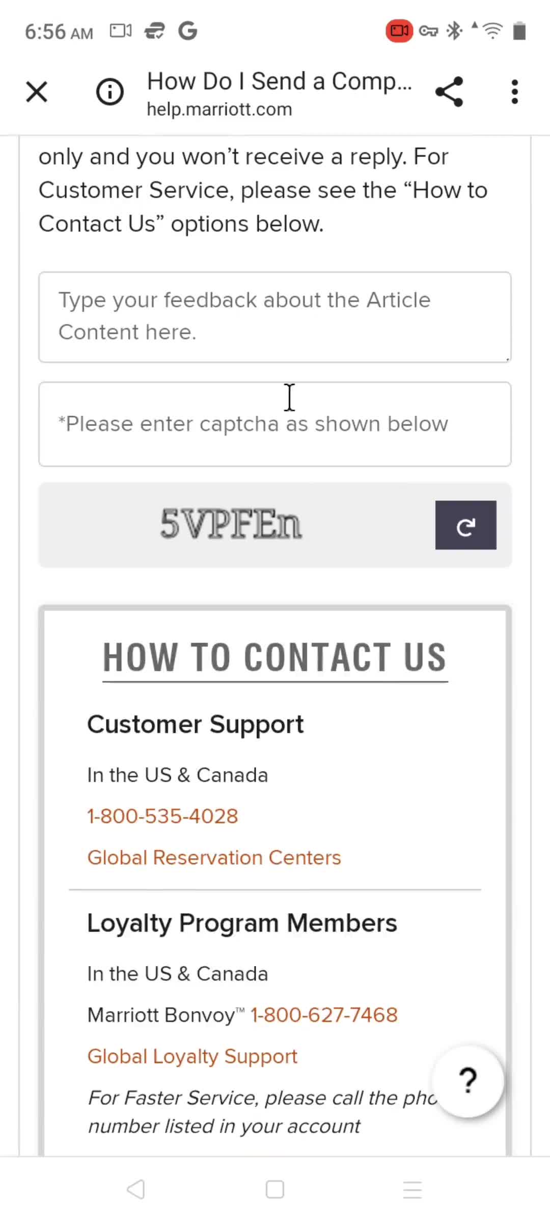 Help center screenshot