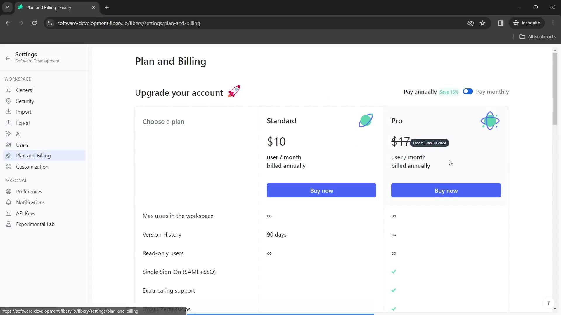 Settings screenshot