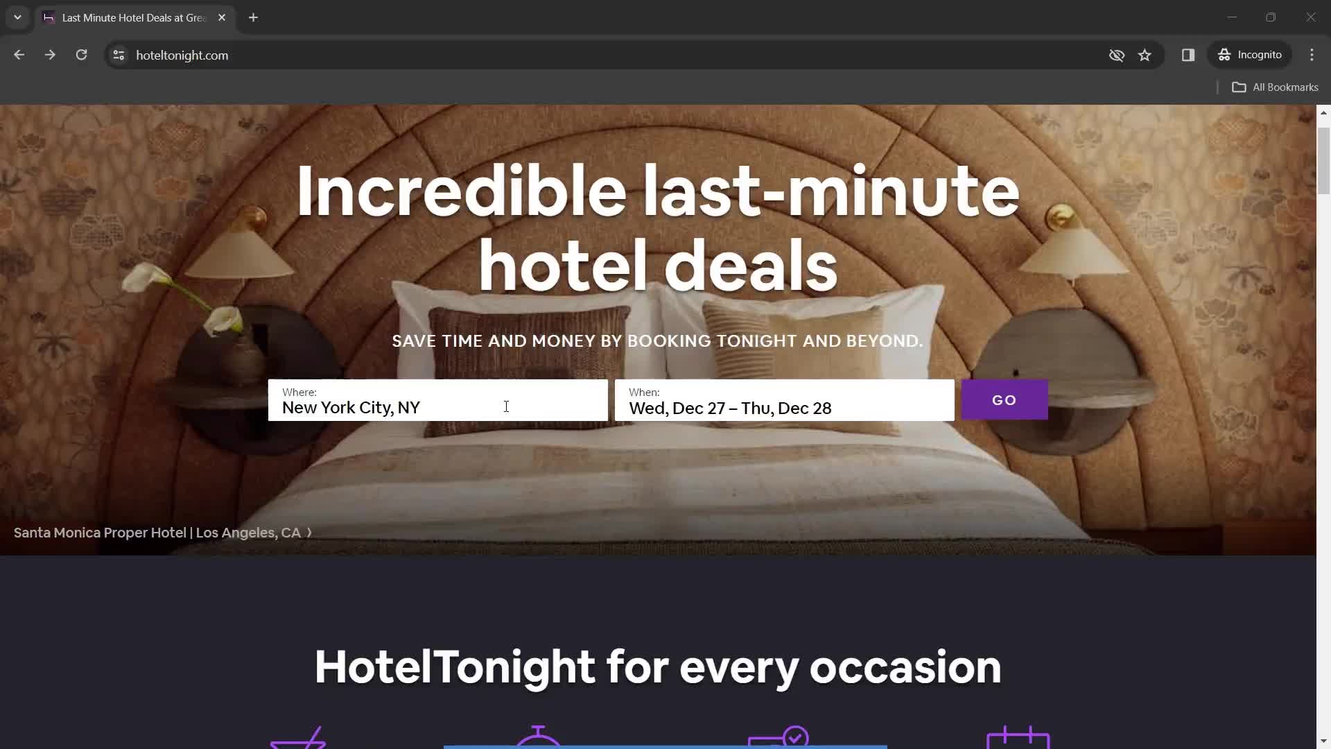 Finding hotels screenshot