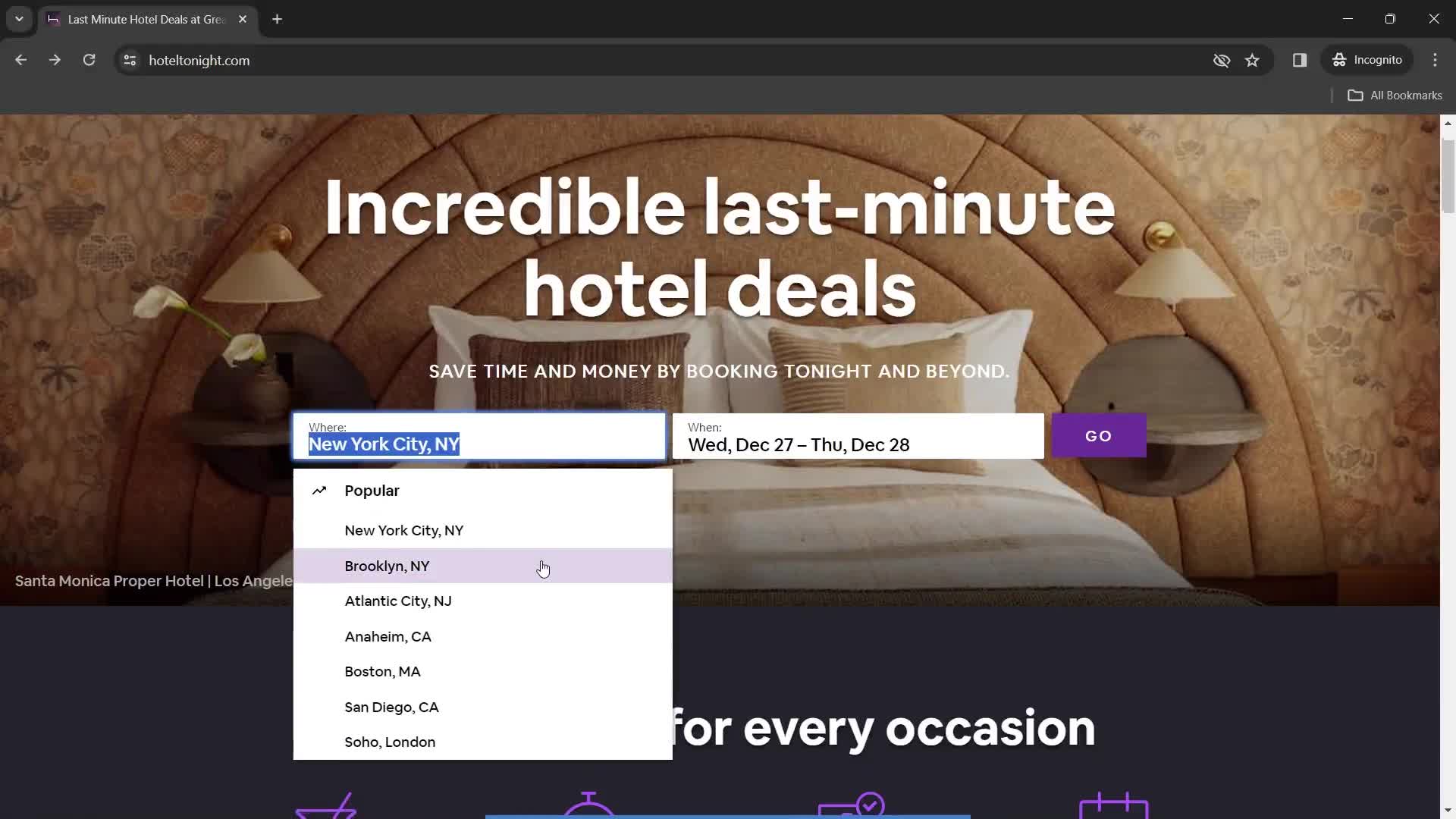 Finding hotels screenshot