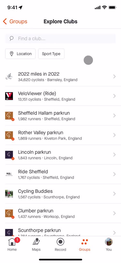 General browsing on Strava video thumbnail