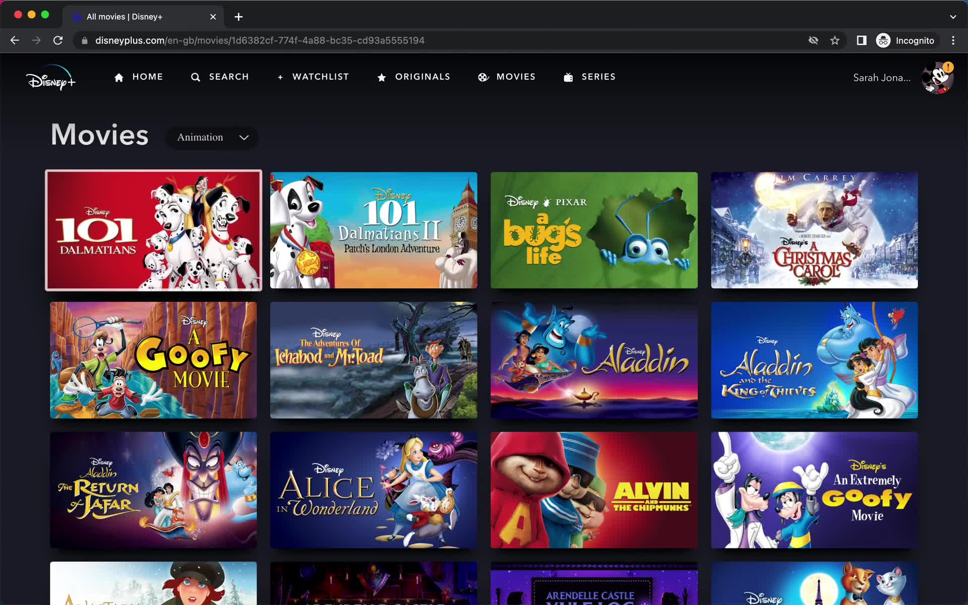 General browsing on Disney+ video thumbnail