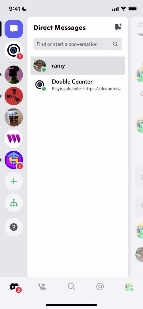 Screenshot of Direct messages on General browsing on Discord user flow
