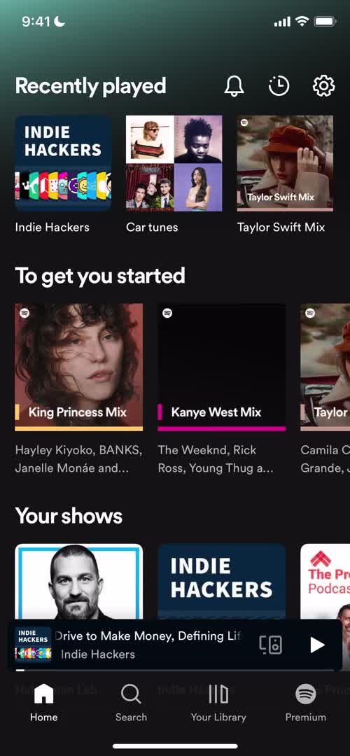 Screenshot of Home on General browsing on Spotify user flow