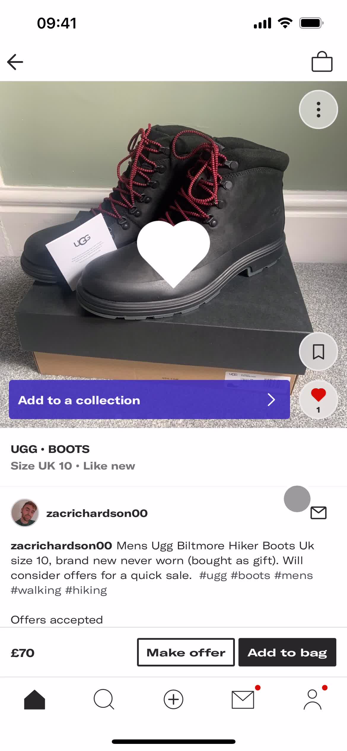 Depop add to collection screenshot