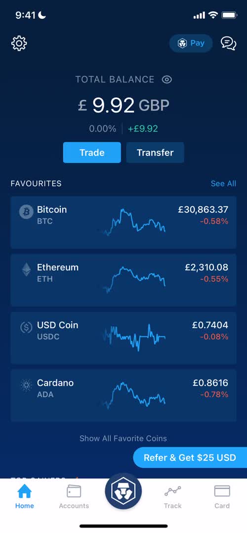 Screenshot of Home on General browsing on Crypto.com user flow