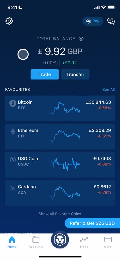 Screenshot of Home on General browsing on Crypto.com user flow