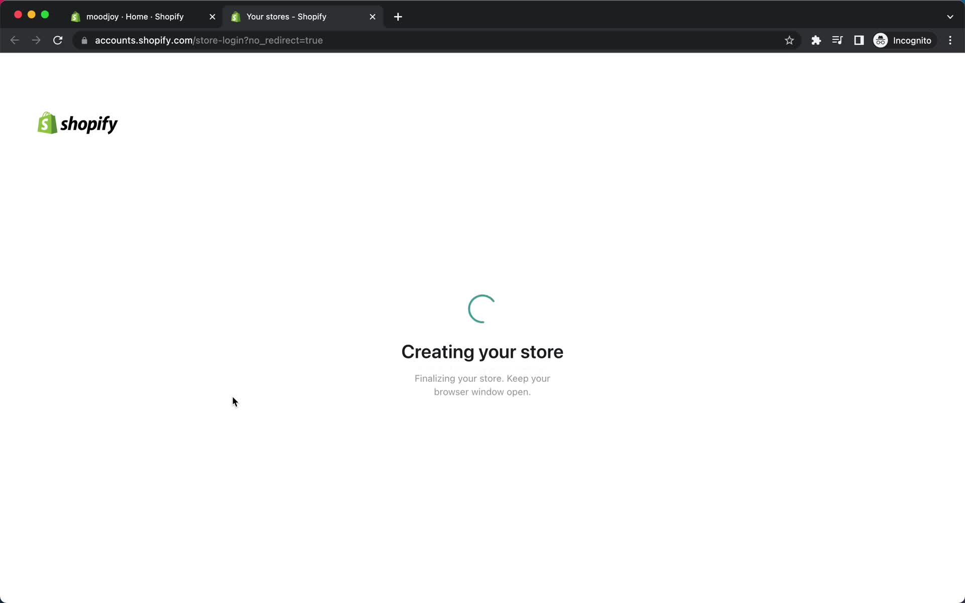 Shopify loading screenshot
