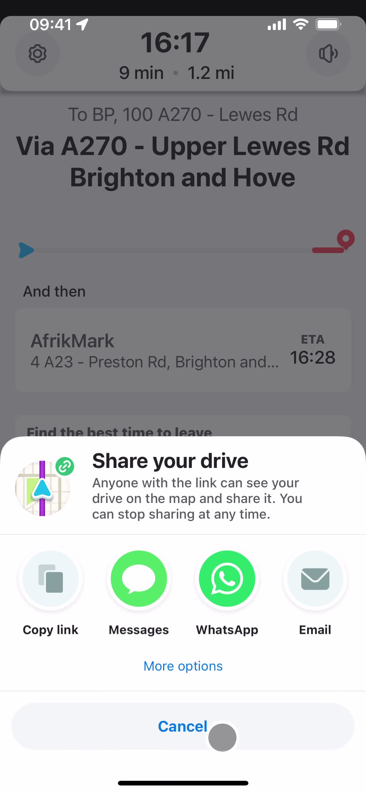 Waze share screenshot