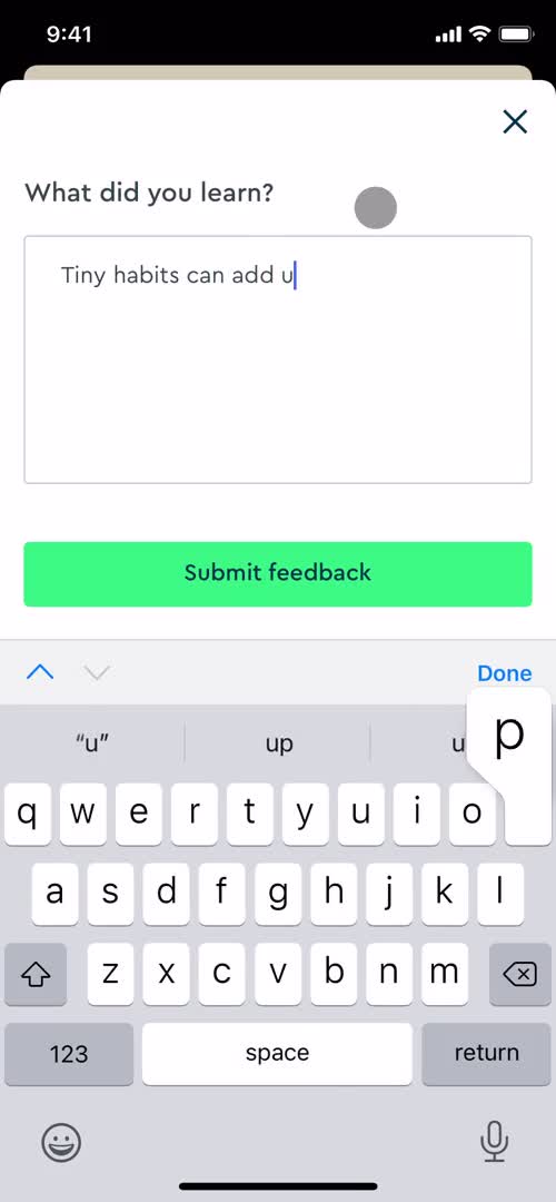 Giving feedback screenshot