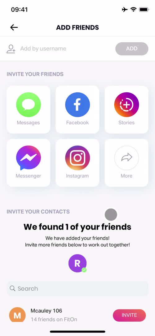 Adding a friend screenshot