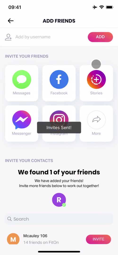 Adding a friend screenshot