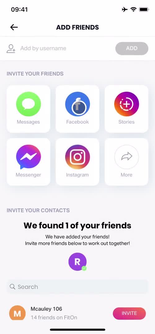 Adding a friend screenshot