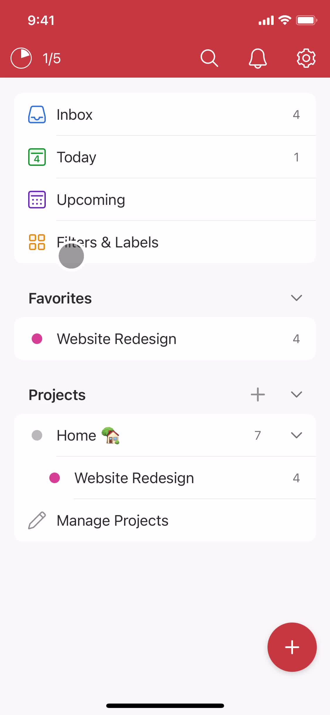 Screenshot of Home on Inviting people on Todoist user flow