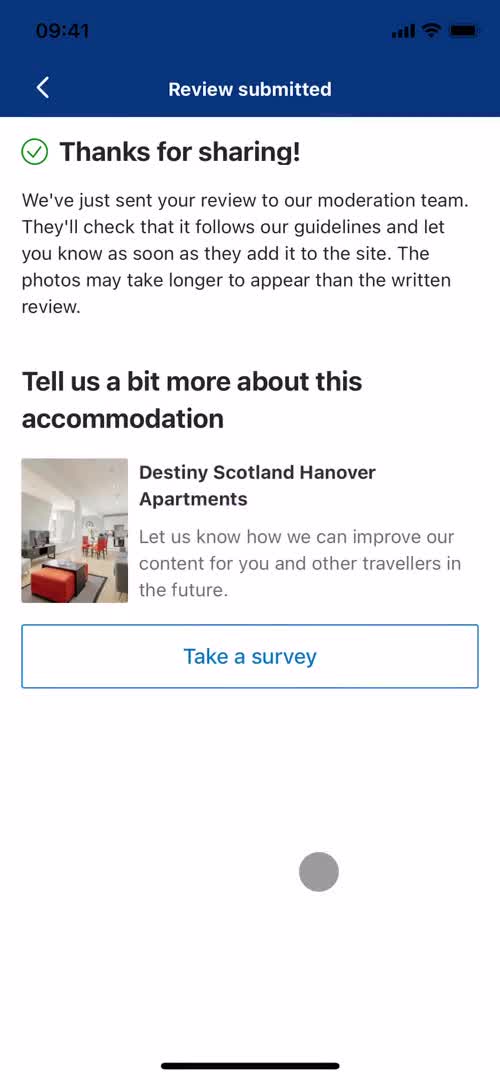 Leaving a review screenshot