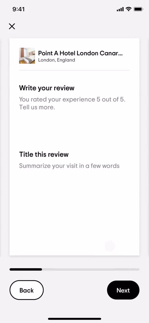 Leaving a review screenshot