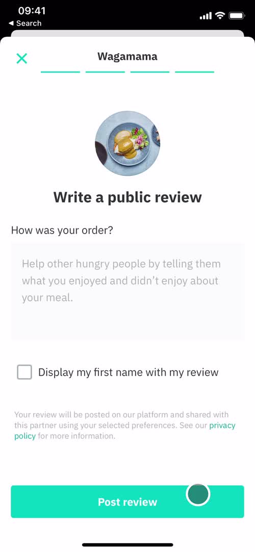 Leaving a review screenshot