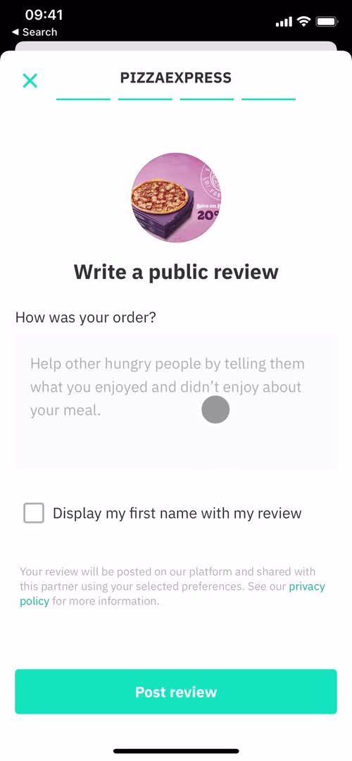 Leaving a review screenshot