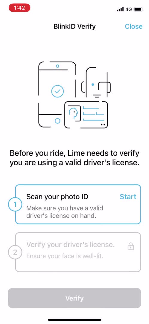 Screenshot of Add driver's licence photo on Booking transport on Lime user flow