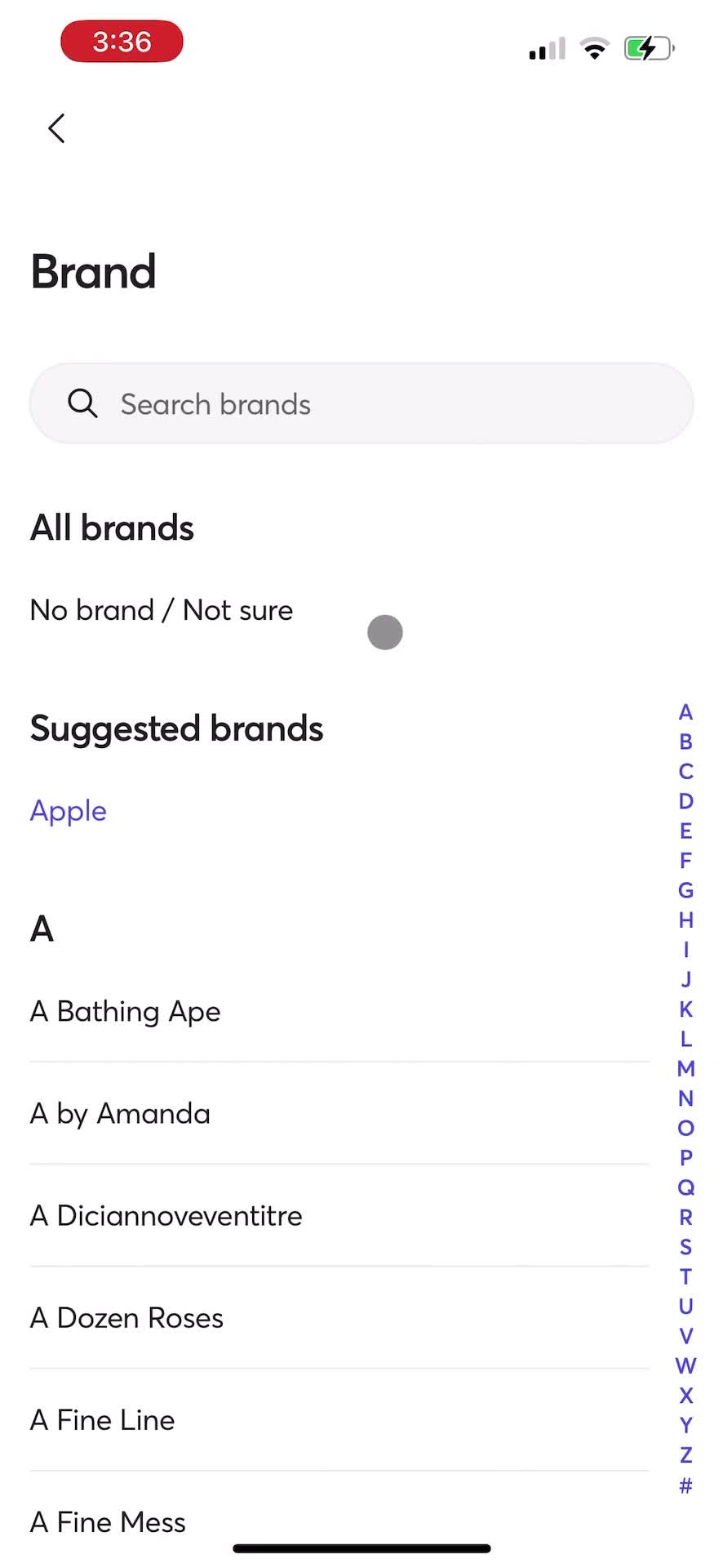 Listing a product screenshot