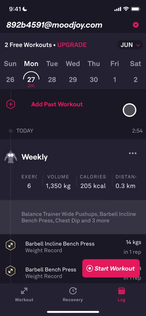 Tracking activity screenshot