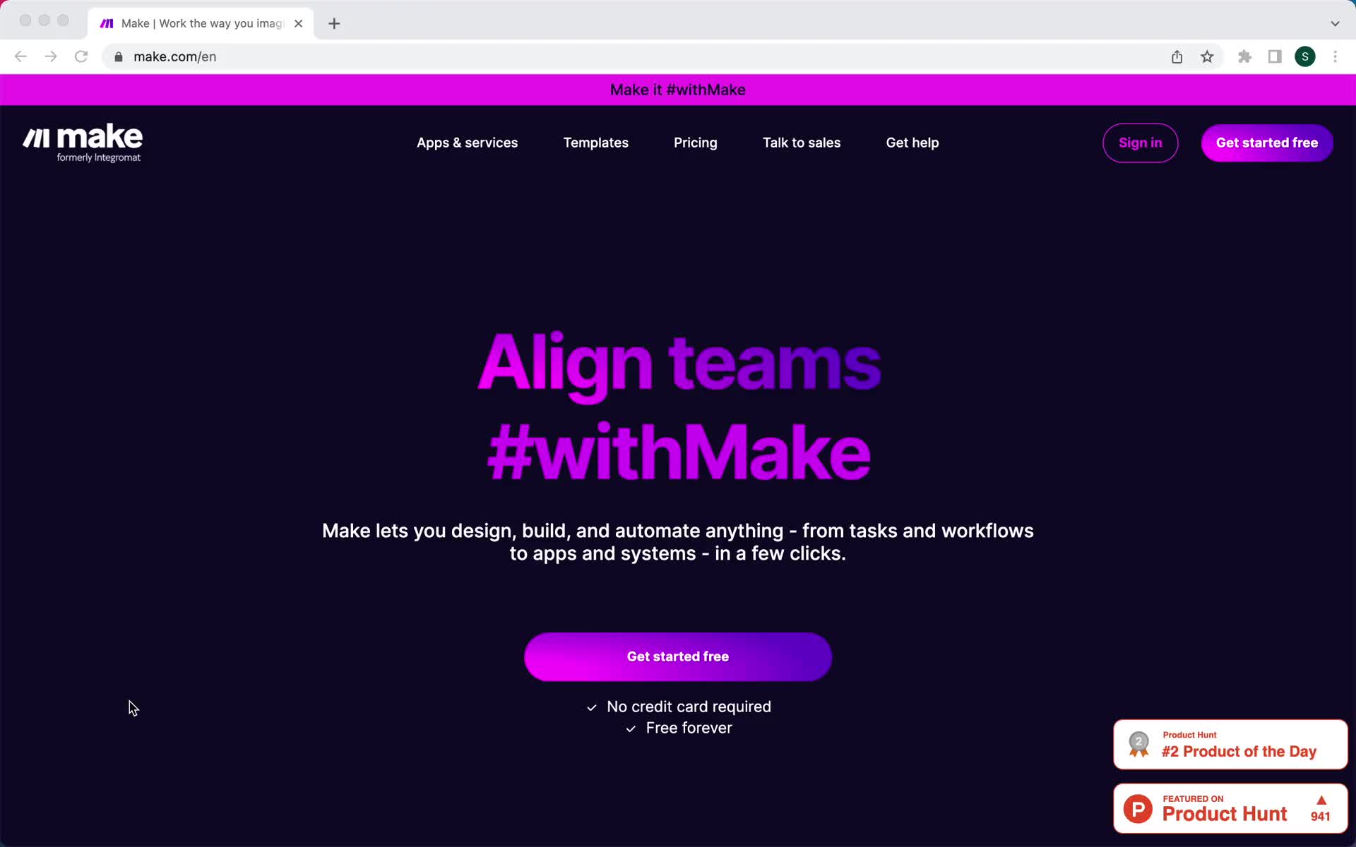 Make.com homepage screenshot