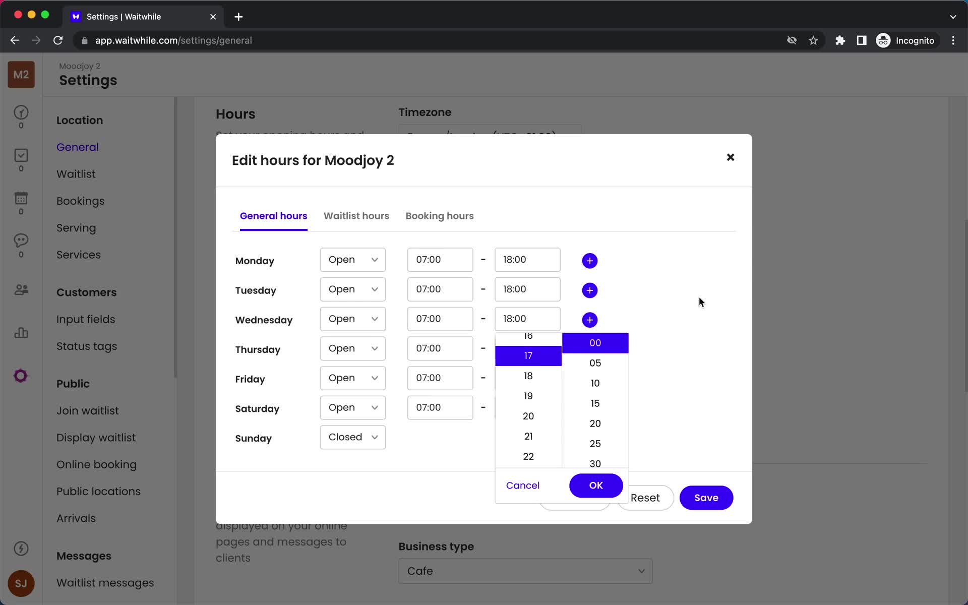 Managing locations screenshot