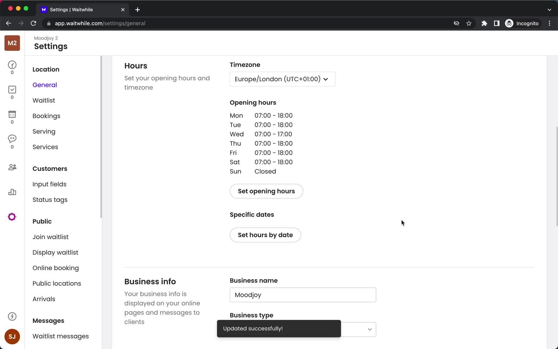 Managing locations screenshot