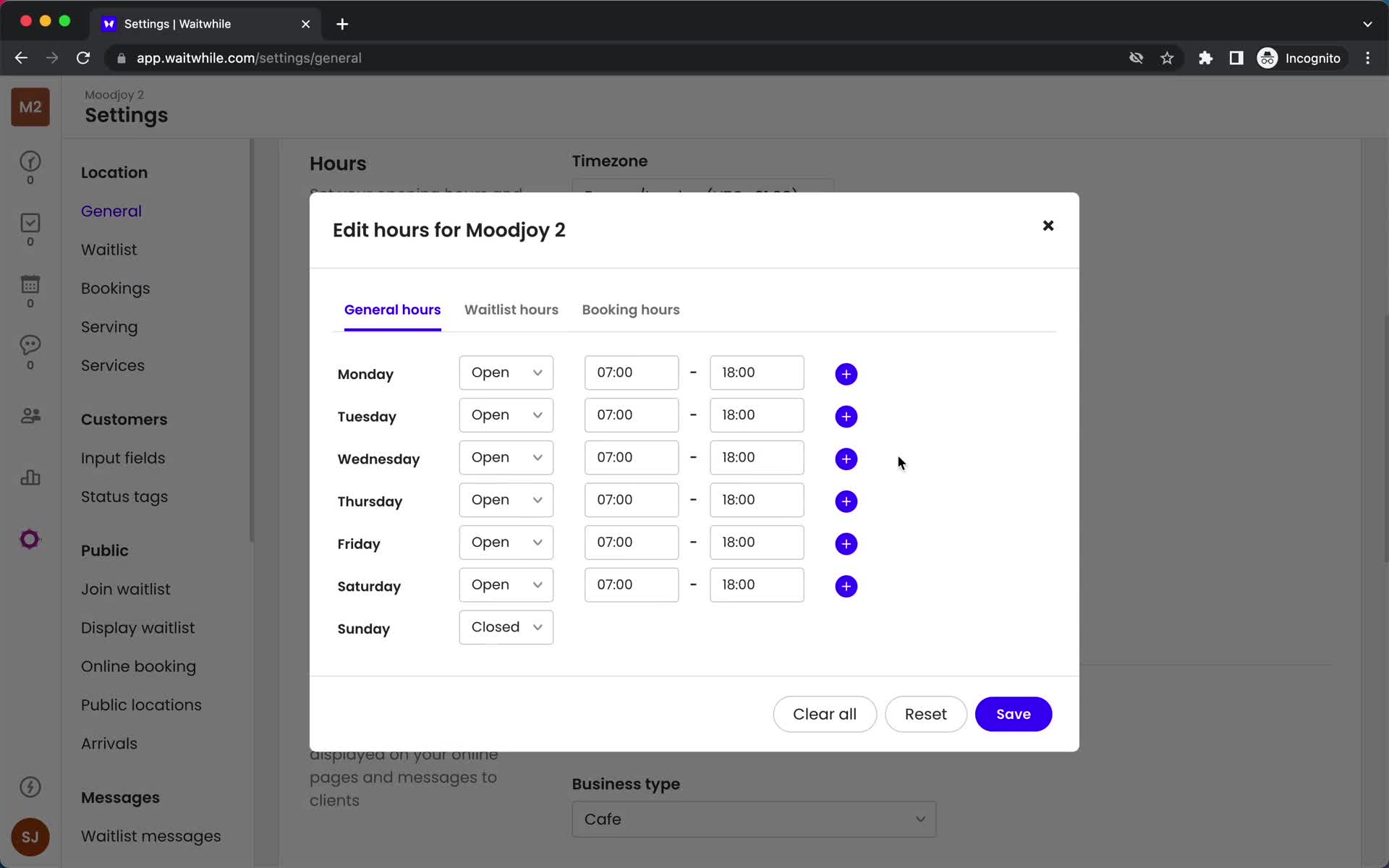 Managing locations screenshot