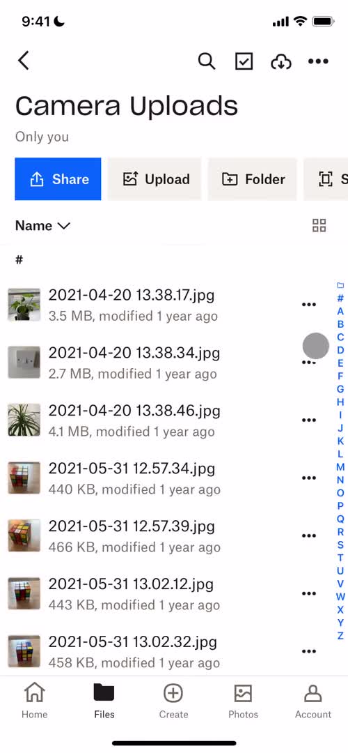 Managing files screenshot