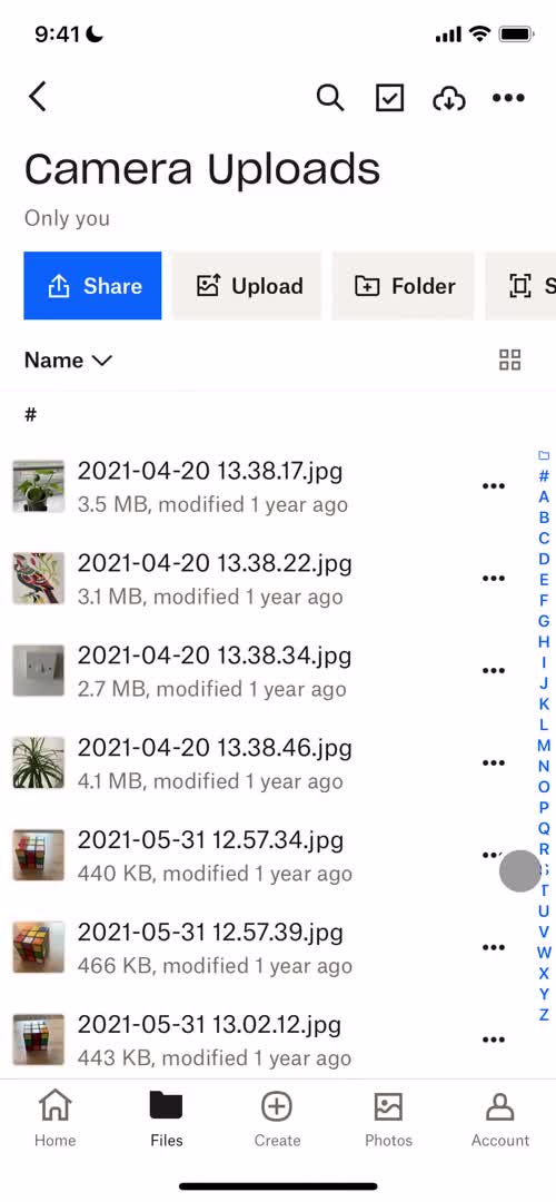 Managing files screenshot