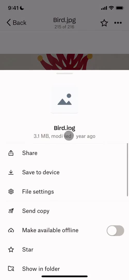 Managing files screenshot