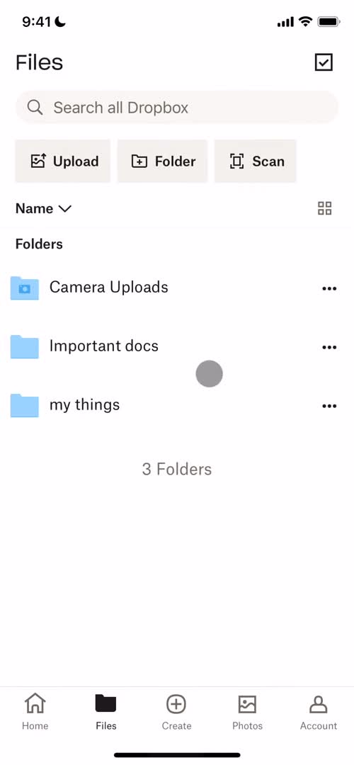 Managing files screenshot