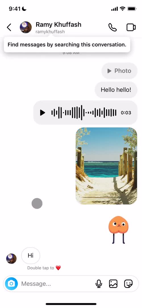 Sending messages screenshot