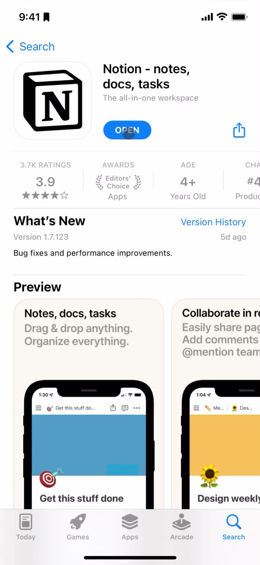 Notion app store listing screenshot