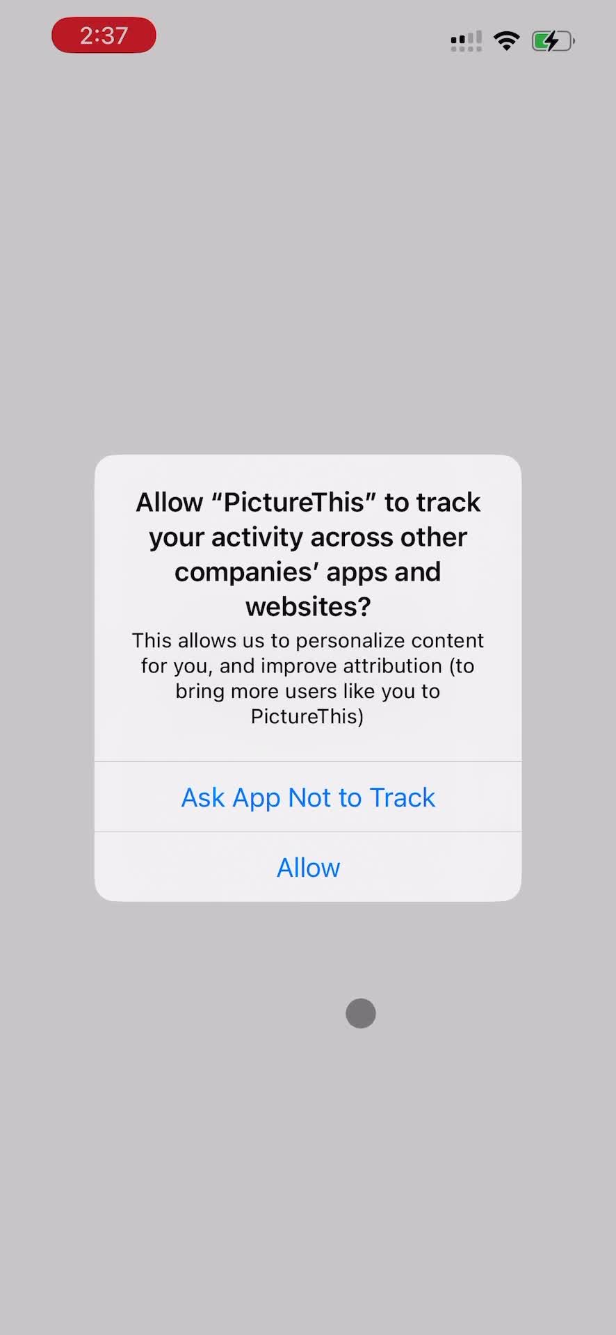 PictureThis enable tracking screenshot
