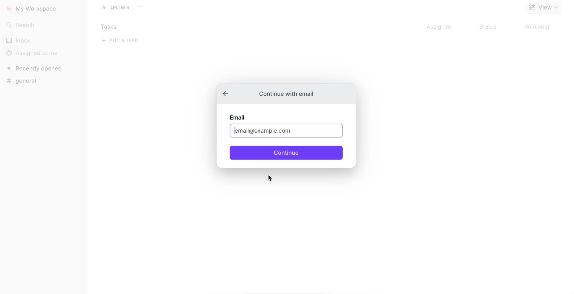 Screenshot of Sign up with email on Onboarding on Height user flow