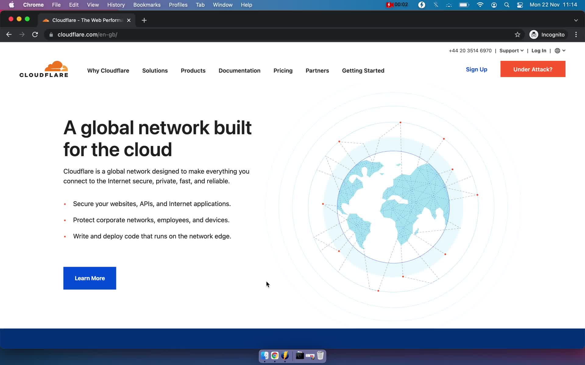 Cloudflare homepage screenshot